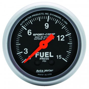 Auto Meter Mechanical Fuel Pressure Gauge 0-15 PSI, Sport-Comp - Northwest Diesel