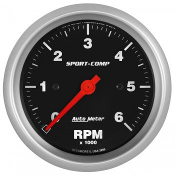Auto Meter 3-3/8" In-Dash Tachometer, 0-6,000 RPM, Sport Comp - Northwest Diesel